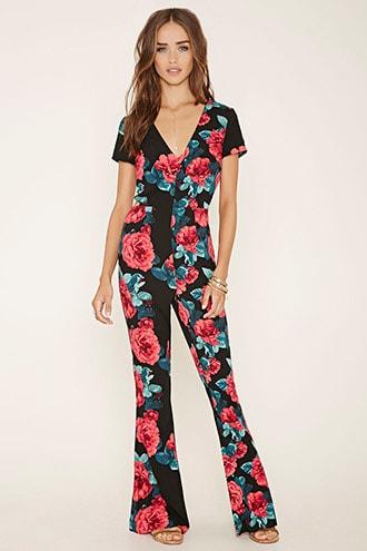 Forever21 Cutout-back Floral Jumpsuit