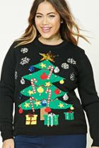 Forever21 Plus Women's  Plus Size Holiday Tree Sweater