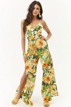 Forever21 Tropical Print Padded Jumpsuit