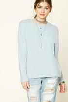 Forever21 Women's  Light Blue Brushed Knit Sweater
