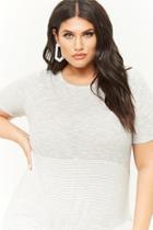 Forever21 Plus Size Ribbed Contrast Striped Twist-front Top