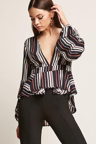 Forever21 Stripe Pickup Sleeve Top