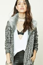 Forever21 Women's  Faux Fur-trimmed Cardigan