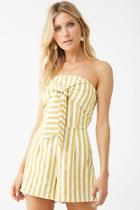Forever21 Striped Bow-front Romper