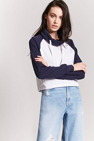 Forever21 Funnel Neck Raglan Pullover