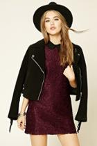 Forever21 Women's  Burgundy & Black Floral Lace Shift Dress