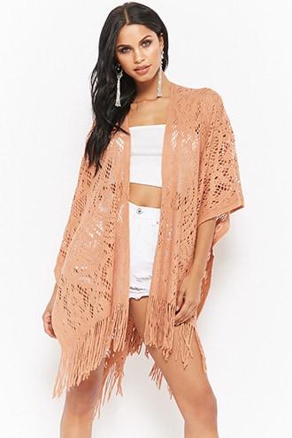 Forever21 Open-knit Fringe Poncho
