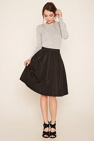 Love21 Women's  Black Contemporary Pleated Skirt