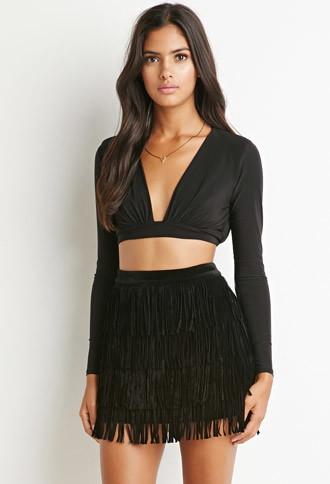 Forever21 Velveteen Fringe Skirt