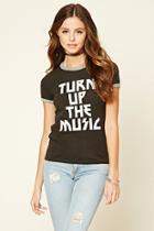 Forever21 Women's  Turn Up The Music Graphic Tee