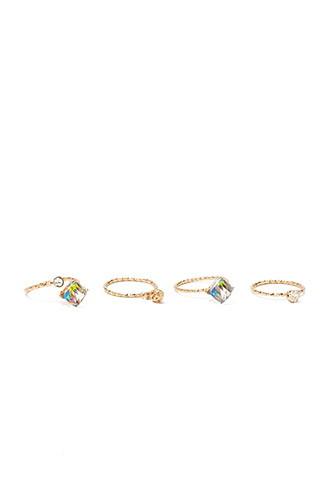 Forever21 Rhinestoned Twist Ring Set