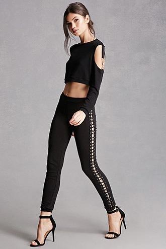 Forever21 Lace-up Panel Leggings