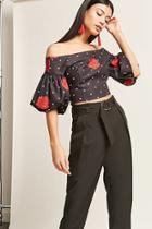 Forever21 Polka Dot Rose Top & Belted Pants Set