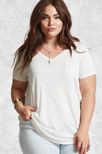 Forever21 Plus Size Heathered V-neck Tee