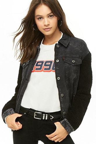 Forever21 Levis Denim & Faux Shearling Jacket