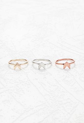 Forever21 Chevron Ring Set (b.silver/gold)