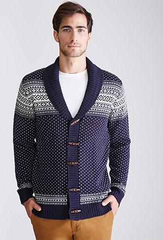 Forever21 Fair Isle Shawl Collar Cardigan