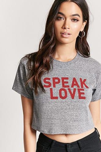 Forever21 Speak Love Heathered Graphic Tee