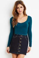 Forever21 Women's  Peacock V-neck Crop Top