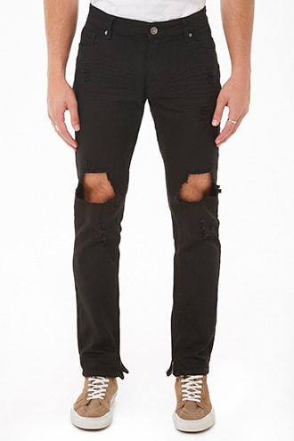 Forever21 Xray Denim Distressed Ankle-zip Jeans