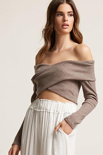 Forever21 Ribbed Surplice Sweater