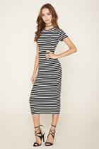Forever21 Women's  Black & White Striped Maxi Dress