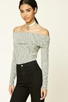 Forever21 Women's  Marled Off-the-shoulder Sweater
