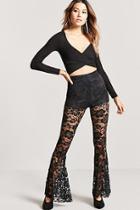 Forever21 Sheer Eyelash Lace Flared Pants