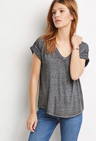 Love21 Heathered Box Pleat Tee