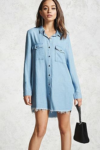 Forever21 Frayed Hem Denim Mini Dress