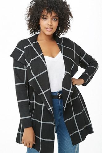 Forever21 Plus Size Grid Print Jacket