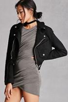 Forever21 Women's  Black Loop Knit Moto Jacket