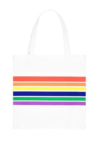 Forever21 Rainbow Striped Graphic Tote Bag