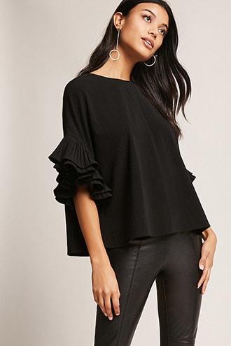 Forever21 Tiered Pleated Sleeve Top