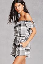 Forever21 Lush Plaid Print Romper