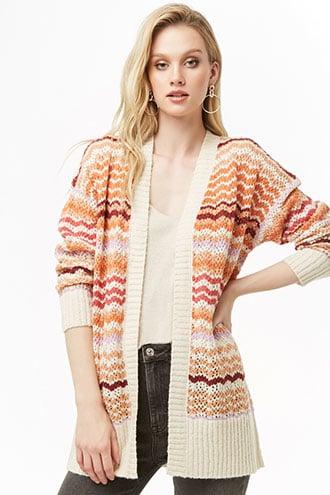 Forever21 Open-knit Chevron Cardigan