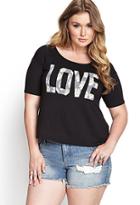 Forever21 Plus Women's  Plus Size Floral Love Knit Tee