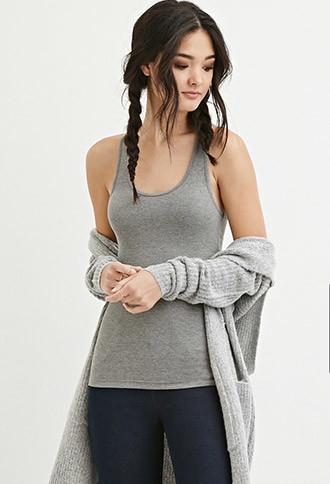 Forever21 Women's  Classic Ribbed Racerback Tank