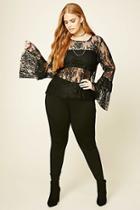 Forever21 Plus Women's  Plus Size Lace Bell-sleeve Top