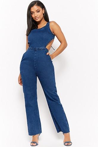 Forever21 Cutout Denim Jumpsuit