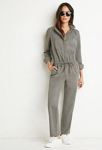 Forever21 Brushed Twill Utility Jumpsuit