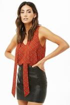 Forever21 Geo Print Tie-neck Top