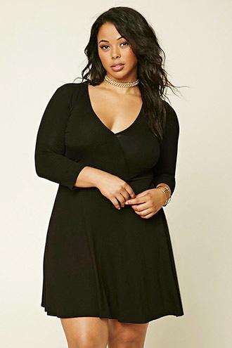 Forever21 Plus Women's  Plus Size Surplice Skater Dress