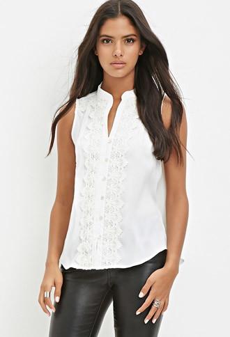 Love21 Crochet-paneled Top