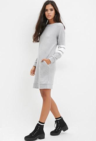 Forever21 Varsity-striped Sweatshirt Dress