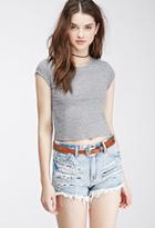 Forever21 Women's  Cropped Crew Neck Tee