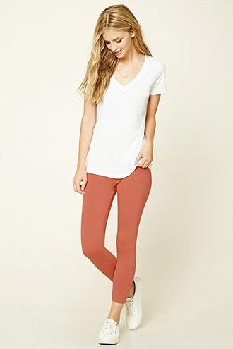 Forever21 Women's  Salmon Capri Leggings