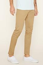 21 Men Men's  Khaki Cotton-blend Slim Fit Pants