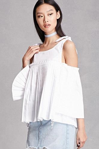 Forever21 Pleated Open-shoulder Top