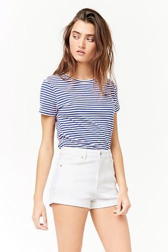 Forever21 High-waist Cuffed Denim Shorts
